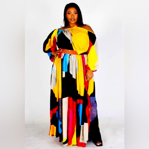 PLUS SIZE Off shoulder maxi dress - Picture 1 of 5
